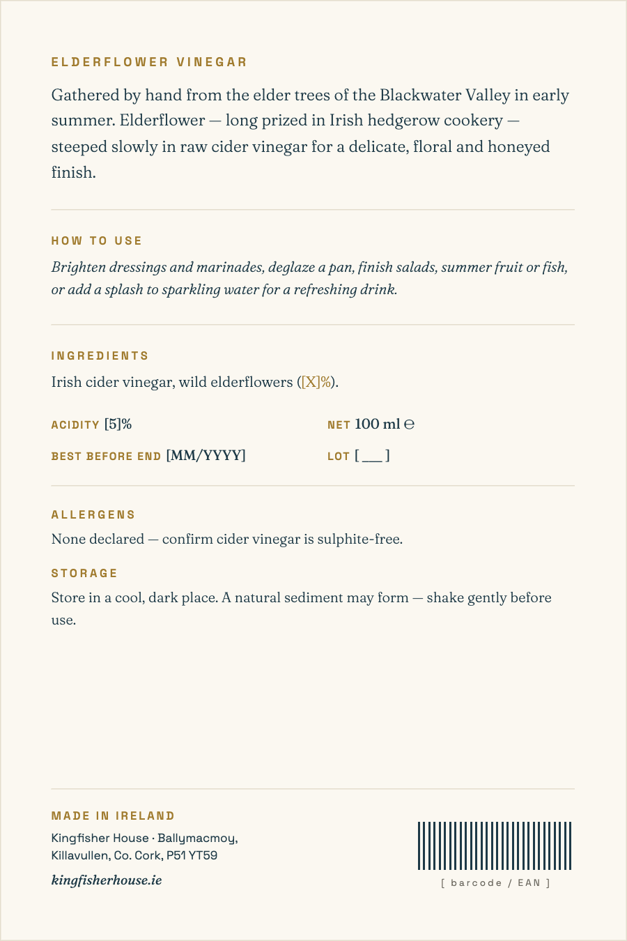 Elderflower Vinegar back label